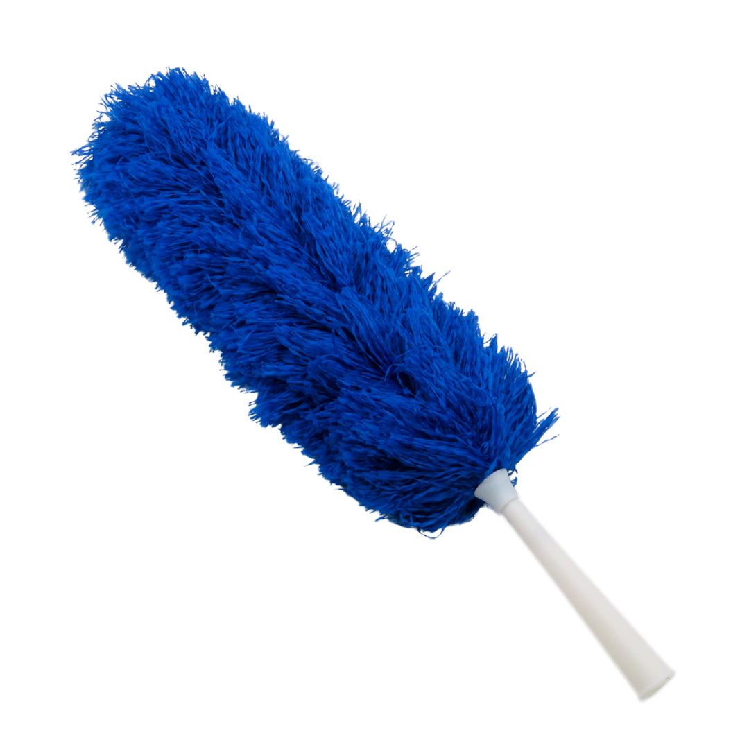 Plumero Microfibra Blanco y Azul con Mango Metálico de Rosca y Extendible