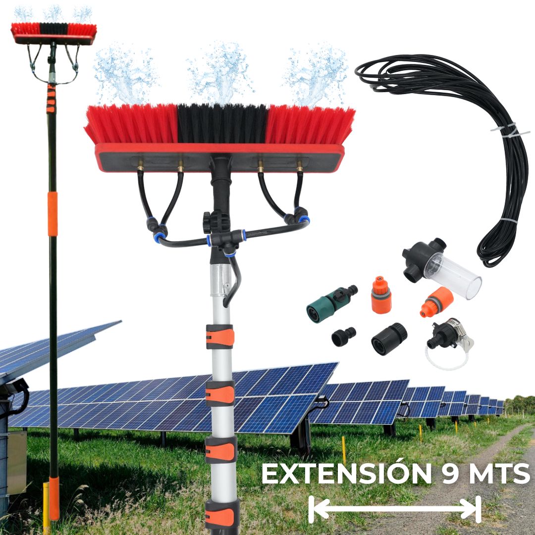 Cepillo Con Extensión Ajustable 9mts Lavado De Páneles Solares