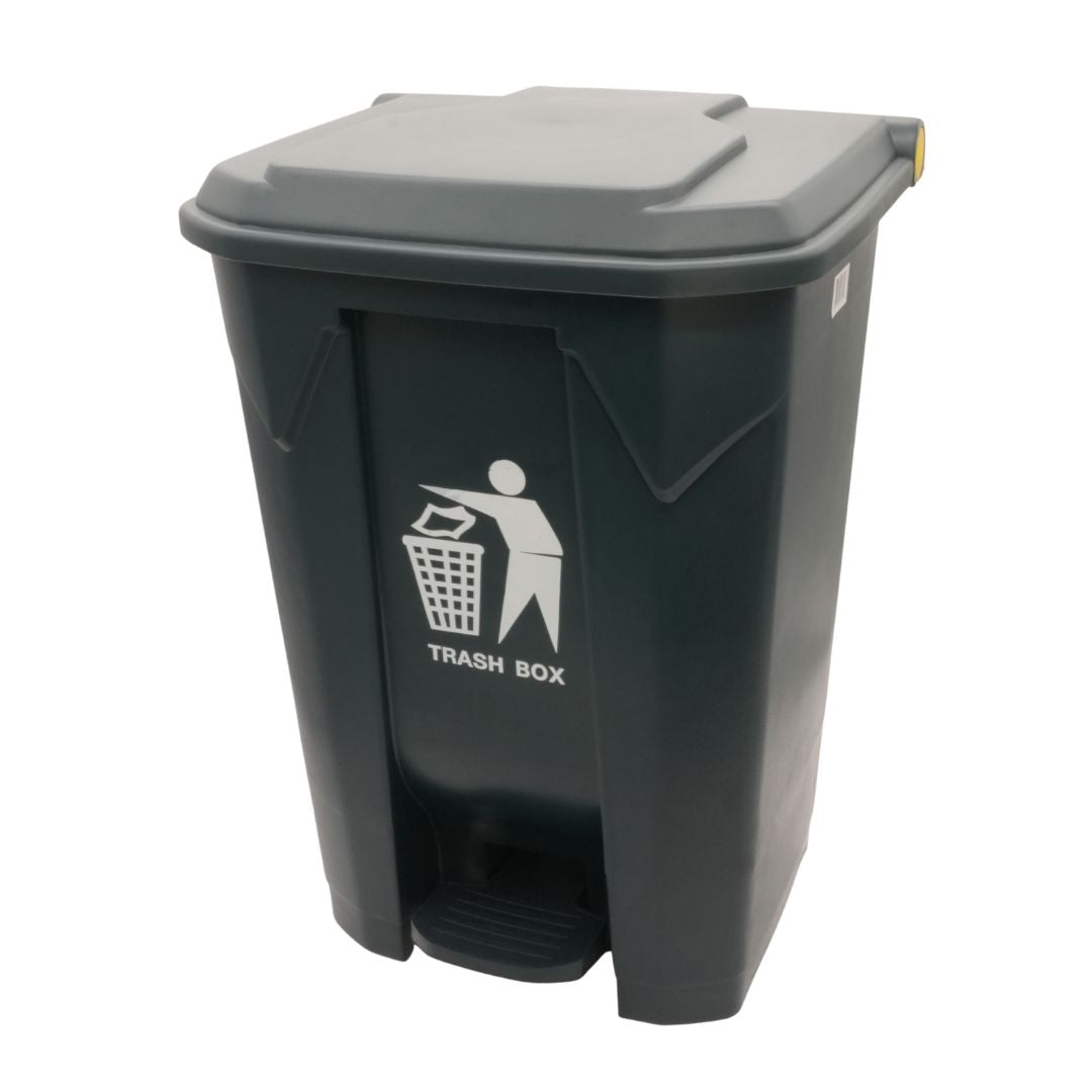 Cesto para Basura 80L-21G Gris con Tapa y Pedal Bolsa 32