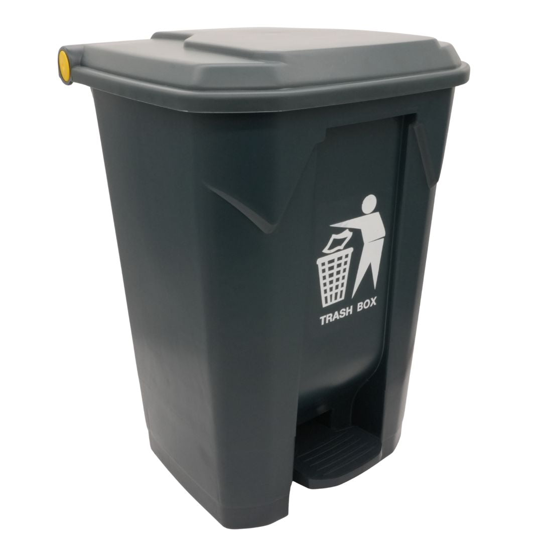 Cesto para Basura 80L-21G Gris con Tapa y Pedal Bolsa 32