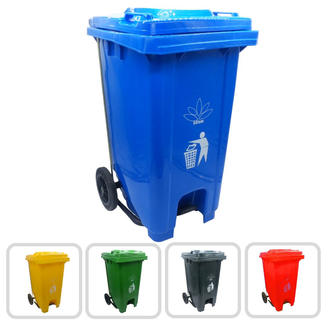 Cesto para Basura 100L-26G Reciclaje Ruedas y Tapa accionada por Pedal Bolsa38