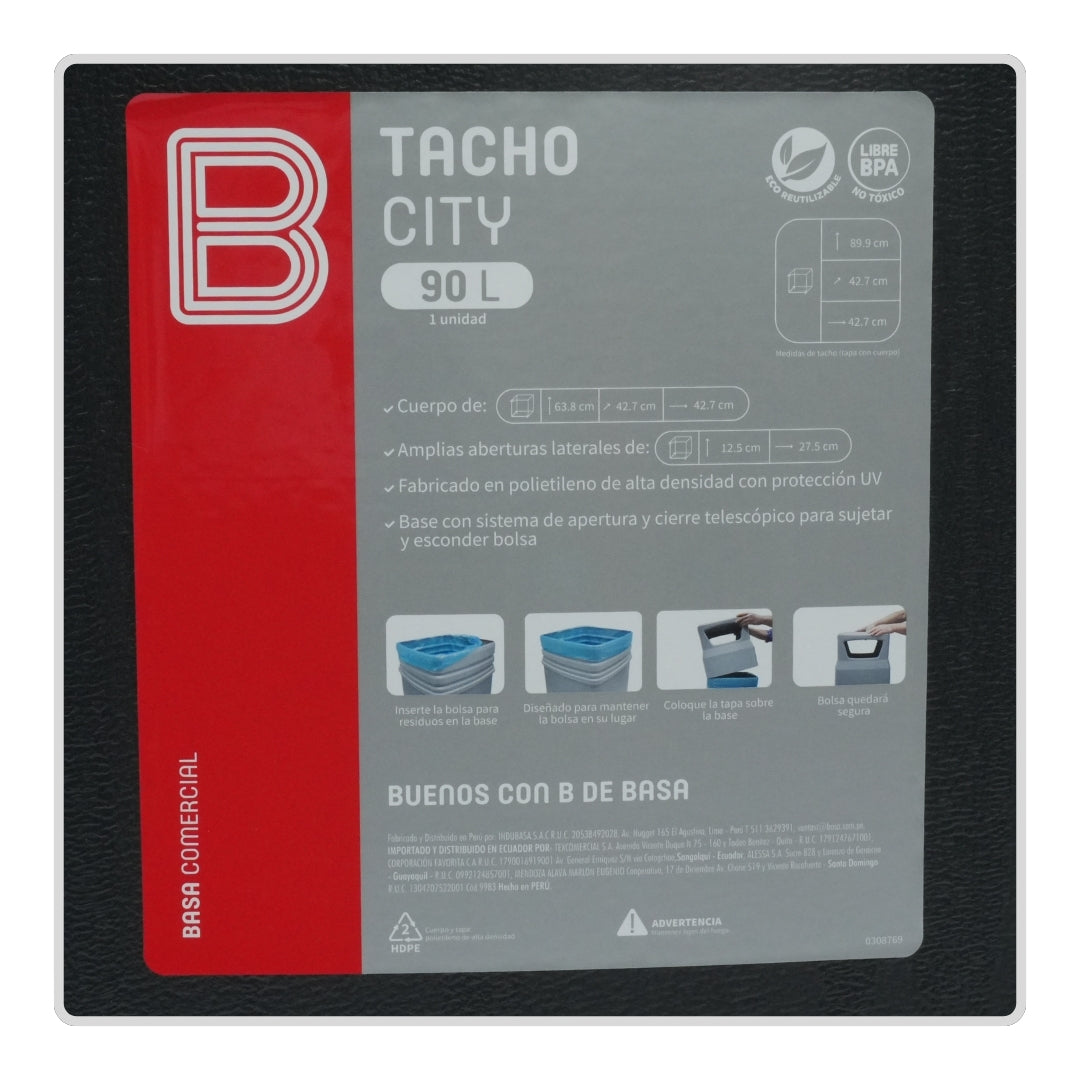 Cesto Negro City Institucional Areas Públicas 90L-24G Bolsa38