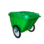 Contenedor de basura verde 400 L con tapa abatible y ruedas