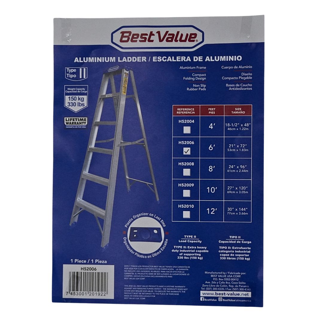Escalera De Aluminio 6 Pies