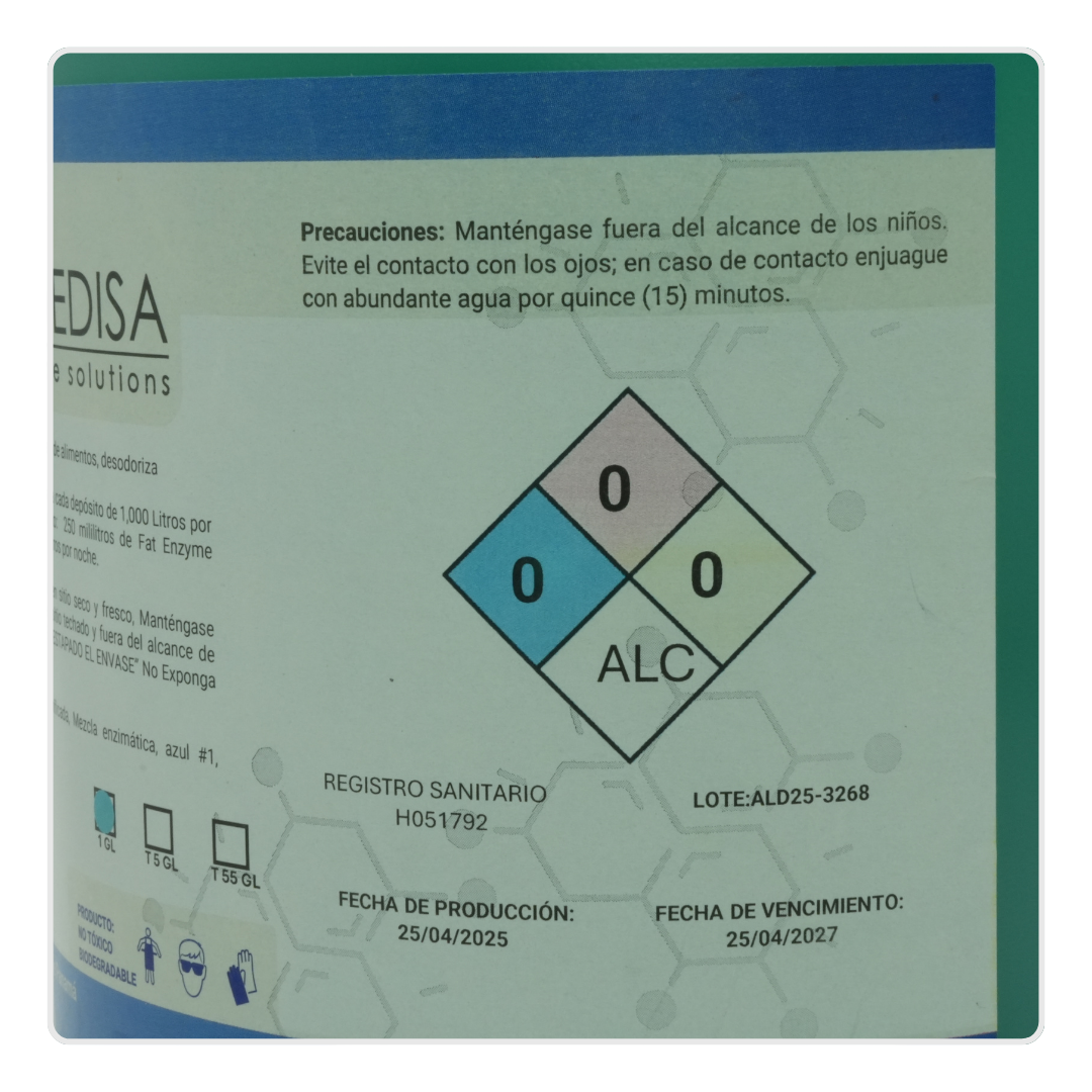 Fat Enzyme - Enzima para Trampas de Grasa y Drenajes Galón