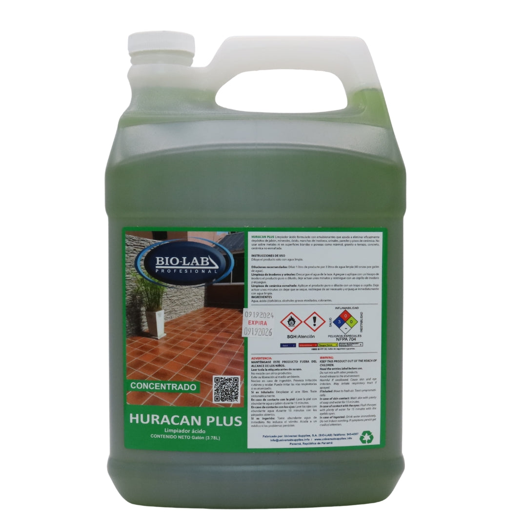 Limpiador Acido de Porcelana, Arcilla, Cerámica Huracán Plus Galón