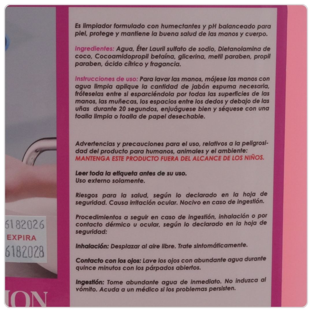 Jabón de Manos Foam-Lotion (Espuma) Galón 3.78l