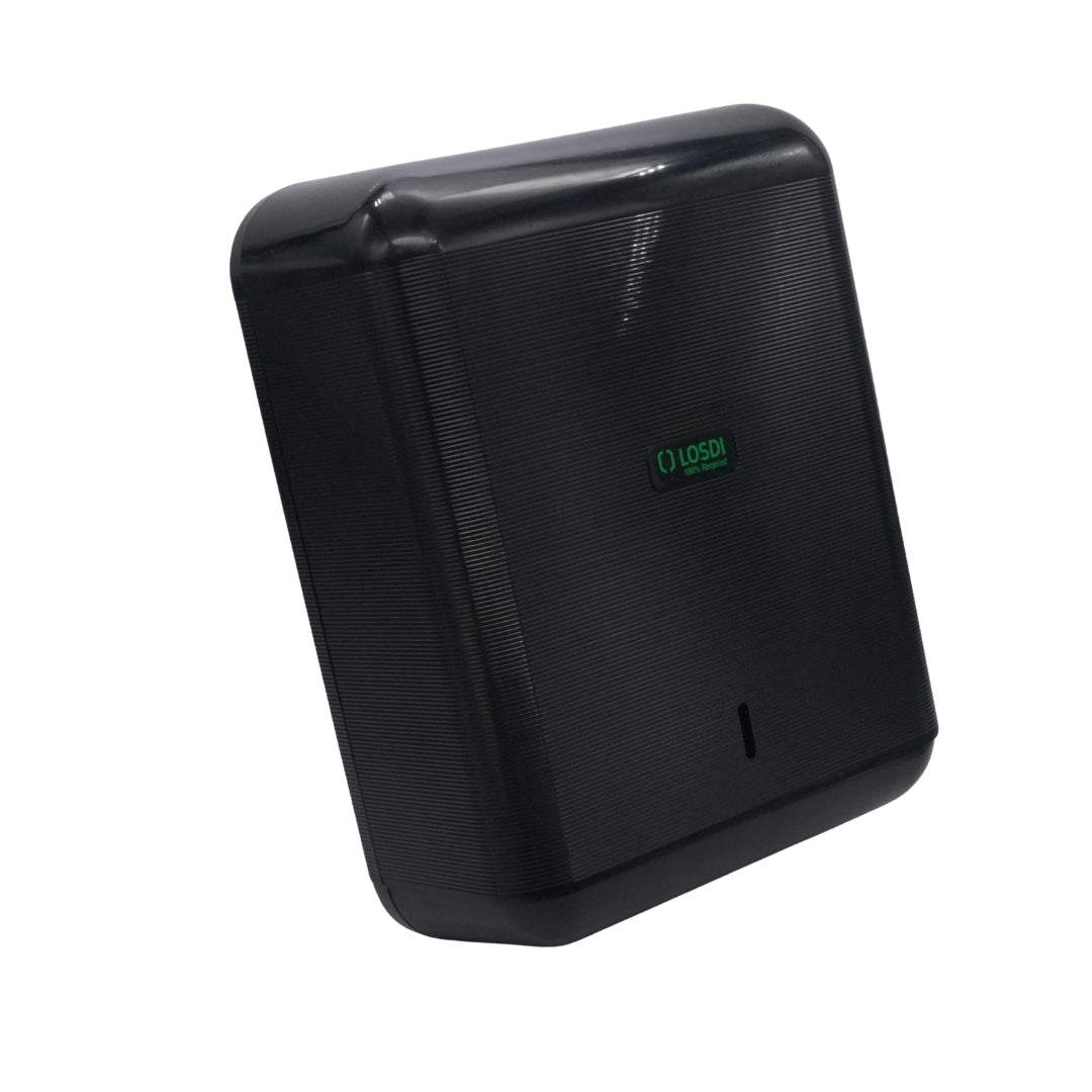 Dispensador Papel Toalla Foliado Negro - Fabricado con 100% Materia Prima Reciclada