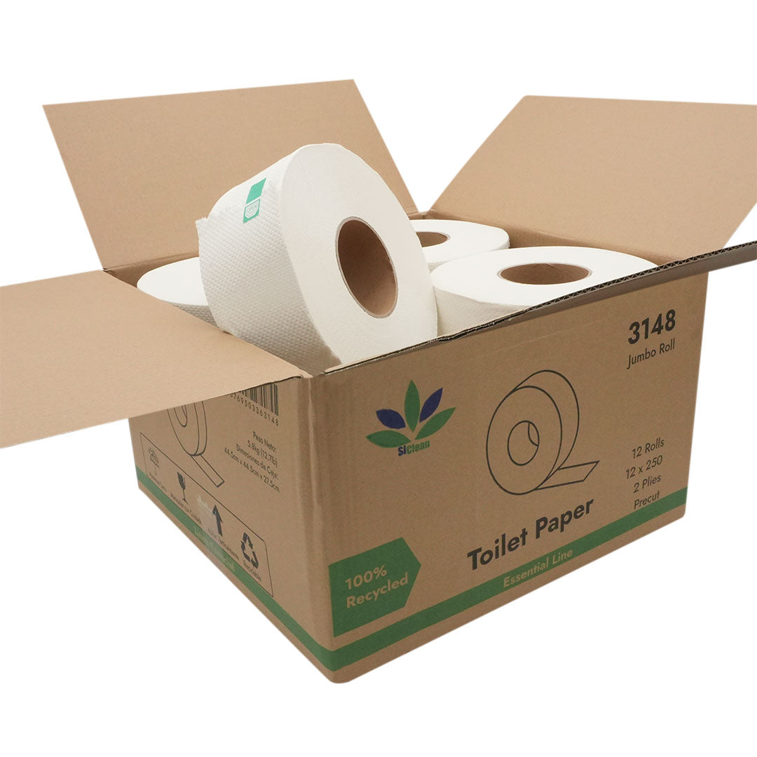 Papel Higiénico Jumbo 12 Rollos x 250 (2 pliegos) (Línea Esencial) -3148-