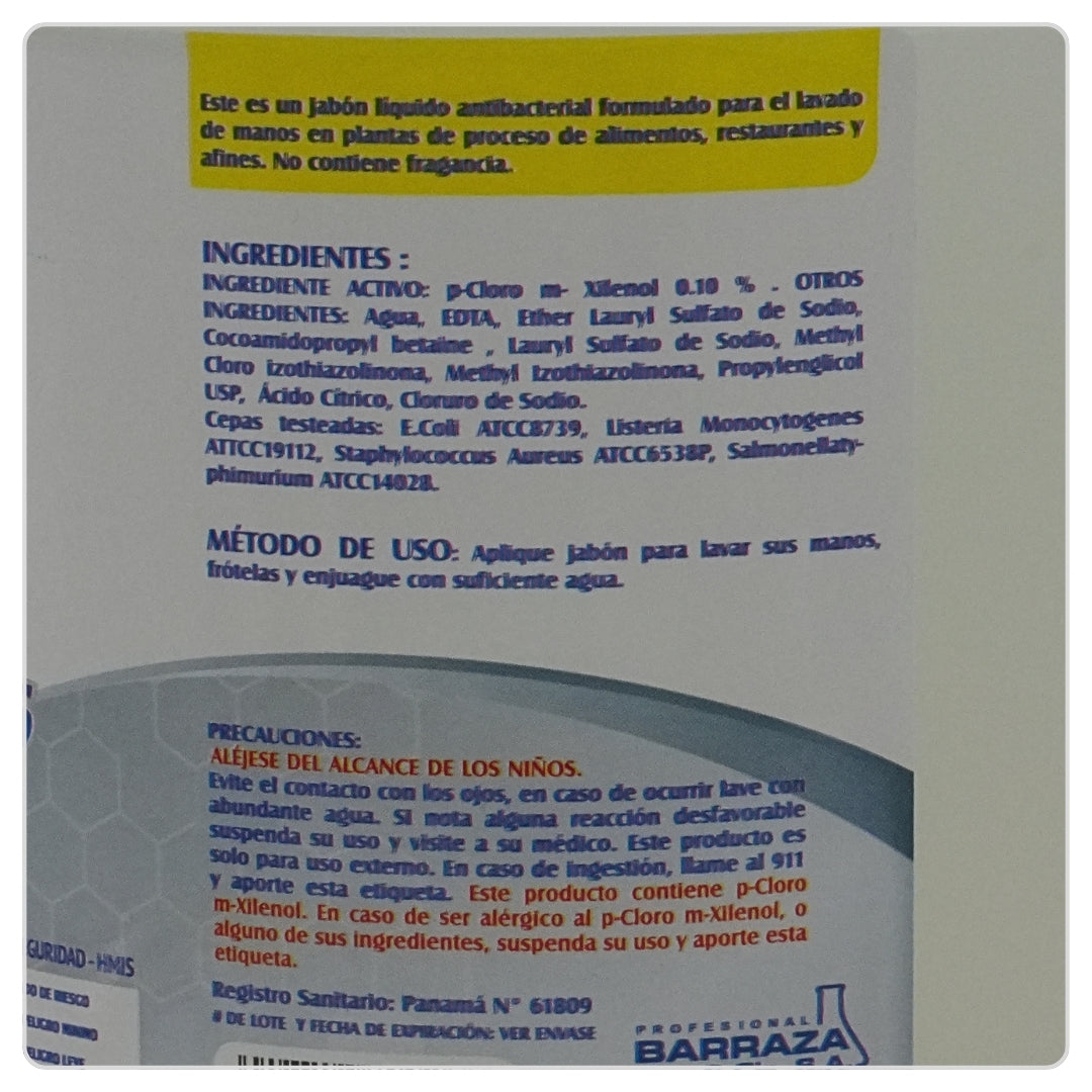 Jabón de Manos en Galón Antibacterial Sin Olor